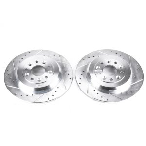 Ford Edge Brake Rotors (2) - Rear - PowerStop - Evolution Drilled & Slotted - Silver - `11-`15