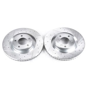 Ford Edge Brake Rotors (2) - Front - PowerStop - Evolution Drilled & Slotted - Silver - `07-`15 Ford Edge Brake Rotors (2) - Front - PowerStop - Evolution Drilled & Slotted - Silver - `07-`15