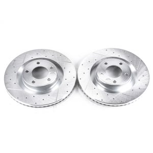 Ford Edge Brake Rotors (2) - Front - PowerStop - Evolution Drilled & Slotted - Silver - `07-`15