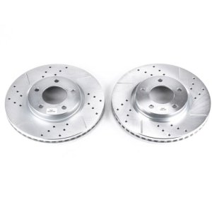 Ford Edge Brake Rotors (2) - Front - PowerStop - Evolution Drilled & Slotted - Silver - `07-`08 Ford Edge Brake Rotors (2) - Front - PowerStop - Evolution Drilled & Slotted - Silver - `07-`08