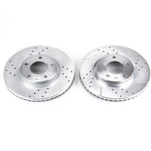 Ford Edge Brake Rotors (2) - Front - PowerStop - Evolution Drilled & Slotted - Silver - `07-`08