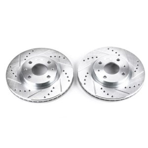 Ford Focus Brake Rotors (2) - Front - PowerStop - Evolution Drilled & Slotted - Silver - `08-`11