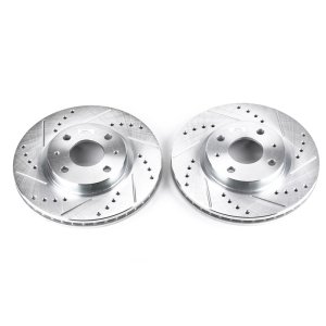 Ford Focus Brake Rotors (2) - Front - PowerStop - Evolution Drilled & Slotted - Silver - `08-`11