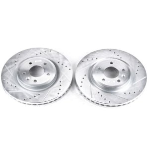 Ford Flex Brake Rotors (2) - Front - PowerStop - Evolution Drilled & Slotted - Silver - `09-`11