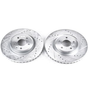 Ford Flex Brake Rotors (2) - Front - PowerStop - Evolution Drilled & Slotted - Silver - `09-`11