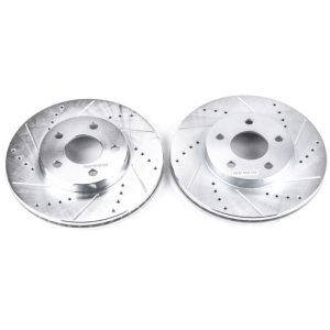Chevrolet Cobalt Brake Rotors (2) - Front - PowerStop - Evolution Drilled & Slotted - Silver - `07-`10