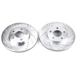 Chevrolet Cobalt Brake Rotors (2) - Front - PowerStop - Evolution Drilled & Slotted - Silver - `07-`10