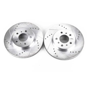 Buick Lucerne Brake Rotors (2) - Front - PowerStop - Evolution Drilled & Slotted - Silver - `06-`11
