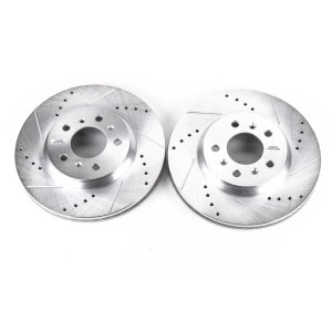 Buick Lucerne Brake Rotors (2) - Front - PowerStop - Evolution Drilled & Slotted - Silver - `06-`11