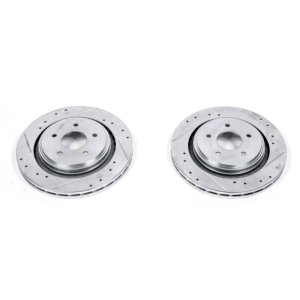 Cadillac XLR Brake Rotor (2) - Rear - PowerStop - Evolution Drilled & Slotted - Silver Zinc - `06-`09