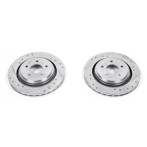 Cadillac XLR Brake Rotor (2) - Rear - PowerStop - Evolution Drilled & Slotted - Silver Zinc - `06-`09