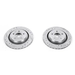 Cadillac XLR Brake Rotor (2) - Rear - PowerStop - Evolution Drilled & Slotted - Silver Zinc - `06-`09