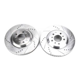 Buick Allure Brake Rotors (2) - Front - PowerStop - Evolution Drilled & Slotted - Silver - `08-`09