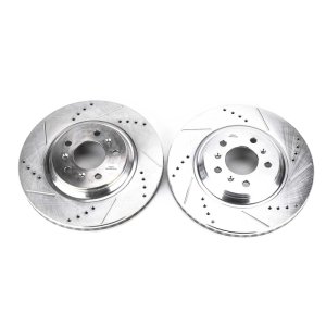 Buick Allure Brake Rotors (2) - Front - PowerStop - Evolution Drilled & Slotted - Silver - `08-`09