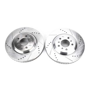 Buick Allure Brake Rotors (2) - Front - PowerStop - Evolution Drilled & Slotted - Silver - `08-`09