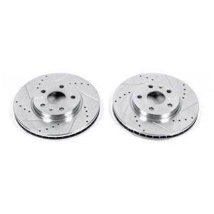 Cadillac CTS Brake Rotors (2) - Front - PowerStop - Evolution Drilled & Slotted - Silver - `08-`14