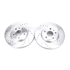 Buick LaCrosse Brake Rotors (2) - Front - PowerStop - Evolution Drilled & Slotted - Silver - `10-`16