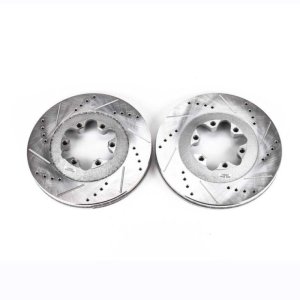 Chevrolet Colorado Brake Rotors (2) - Front - PowerStop - Evolution Drilled & Slotted Rotors - Silver - `09-`12