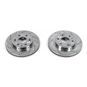 Chevrolet Tahoe Brake Rotors (2) - Front - PowerStop - Evolution Drilled & Slotted - Silver - `08-`19