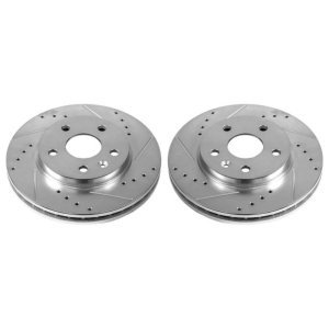 Buick LaCrosse Brake Rotors (2) - Front - PowerStop - Evolution Drilled & Slotted - Silver - `11-`16