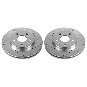 Buick LaCrosse Brake Rotors (2) - Front - PowerStop - Evolution Drilled & Slotted - Silver - `11-`16