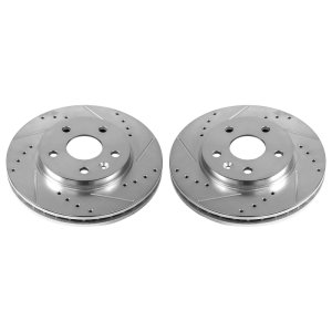 Buick LaCrosse Brake Rotors (2) - Front - PowerStop - Evolution Drilled & Slotted - Silver - `11-`16