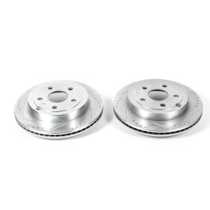 Pontiac G8 Brake Rotors (2) - Rear - PowerStop - Evolution Drilled & Slotted - Silver - `08-`09