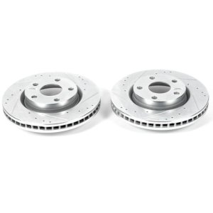 Pontiac G8 Brake Rotors (2) - Front - PowerStop - Evolution Drilled & Slotted - Silver - `08-`09