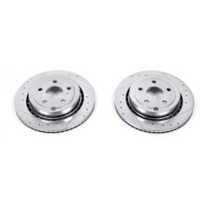 Chevrolet Caprice Brake Rotors (2) - Rear - PowerStop - Evolution Drilled & Slotted - Silver - `11-`17
