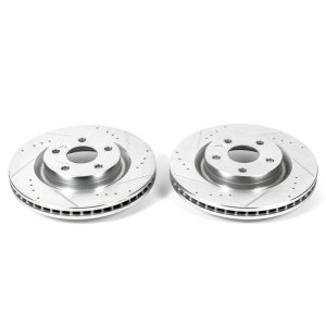 Pontiac G8 Brake Rotors (2) - Front - PowerStop - Evolution Drilled & Slotted - Silver - `08-`09