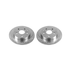 Buick LaCrosse Brake Rotors (2) - Rear - PowerStop - Evolution Drilled/Slotted Zinc Plated - Silver - `12-`16