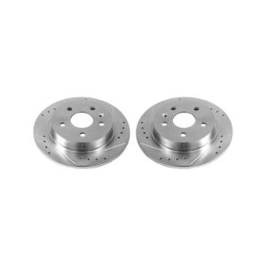 Buick LaCrosse Brake Rotors (2) - Rear - PowerStop - Evolution Drilled/Slotted Zinc Plated - Silver - `12-`16