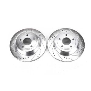 Chevrolet Cobalt Brake Rotors (2) - Rear - PowerStop - Evolution Drilled & Slotted - Silver - `09-`10