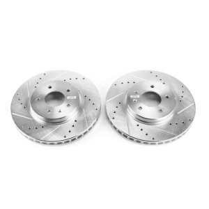 Cadillac STS Brake Rotors (2) - Front - PowerStop - Evolution Drill/Slot - Silver - `09-`11