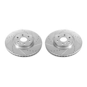 Cadillac SRX Brake Rotors (2) - Front - PowerStop - Evolution Drilled & Slotted - Silver - `10-`16
