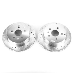 Chevrolet Equinox Brake Rotors (2) - Rear - PowerStop - Evolution Drilled & Slotted - Silver - `10-`17
