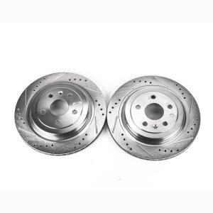 Cadillac CTS Brake Rotors (2) - Rear - PowerStop - Evolution Drilled & Slotted - Silver - `08-`14