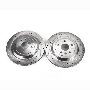 Cadillac CTS Brake Rotors (2) - Rear - PowerStop - Evolution Drilled & Slotted - Silver - `08-`14
