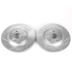Buick Regal Brake Rotors (2) - Front - PowerStop - Evolution Drilled & Slotted - Silver - `14-`17