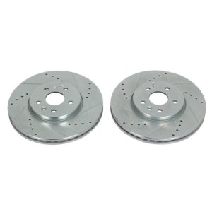 Buick Encore Brake Rotors (2) - Front - PowerStop - Evolution Drilled & Slotted - Silver - `13-`19