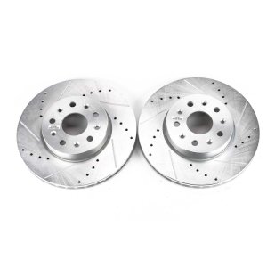 Cadillac CT6 Brake Rotors (2) - Front - PowerStop - Evolution Drilled & Slotted - Silver - `16-`19