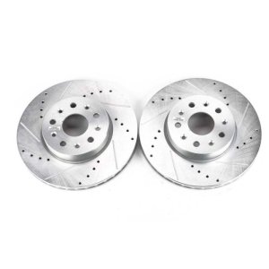 Cadillac CT6 Brake Rotors (2) - Front - PowerStop - Evolution Drilled & Slotted - Silver - `16-`19