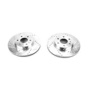 Chevrolet Colorado Brake Rotors (2) - Front - PowerStop - Evolution Drilled & Slotted - Silver - `15-`19