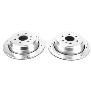 Chevrolet Colorado Brake Rotors (2) - Rear - PowerStop - Evolution Drilled & Slotted - Silver - `15-`19