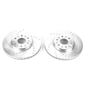Buick Enclave Brake Rotors (2) - Front - PowerStop - Evolution Drilled & Slotted - Silver - `18-`19