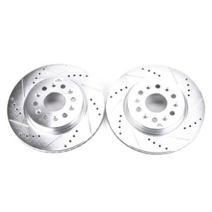 Buick Enclave Brake Rotors (2) - Rear - PowerStop - Evolution Drilled & Slotted - Silver - `18-`19