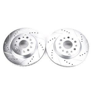 Buick Enclave Brake Rotors (2) - Rear - PowerStop - Evolution Drilled & Slotted - Silver - `18-`19