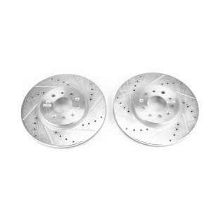 Buick Envision Brake Rotors (2) - Front - PowerStop - Evolution Drilled & Slotted - Silver - `16-`18