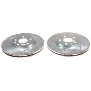 Buick Envision Brake Rotors (2) - Front - PowerStop - Evolution Drilled & Slotted - Silver - `19-`21
