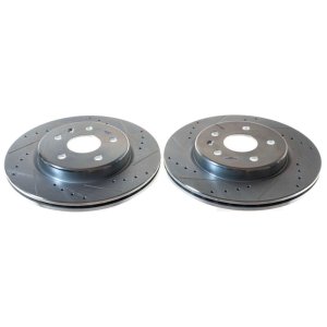 Cadillac XT4 Brake Rotors (2) - Rear - PowerStop - Evolution Drilled & Slotted - Silver - `19-`21